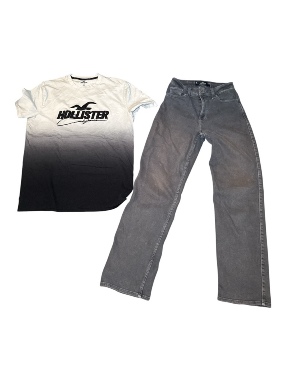 Hollister LOT of 2 Women's Ultra High Rise Dad Jeans & T-shirt BUNDLE